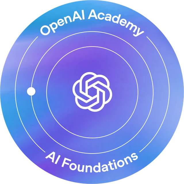 Selo com avaliação da OpenAI Academy: AI Foundations, emitido para Youssef P. Umar em 5 de outubro de 2026