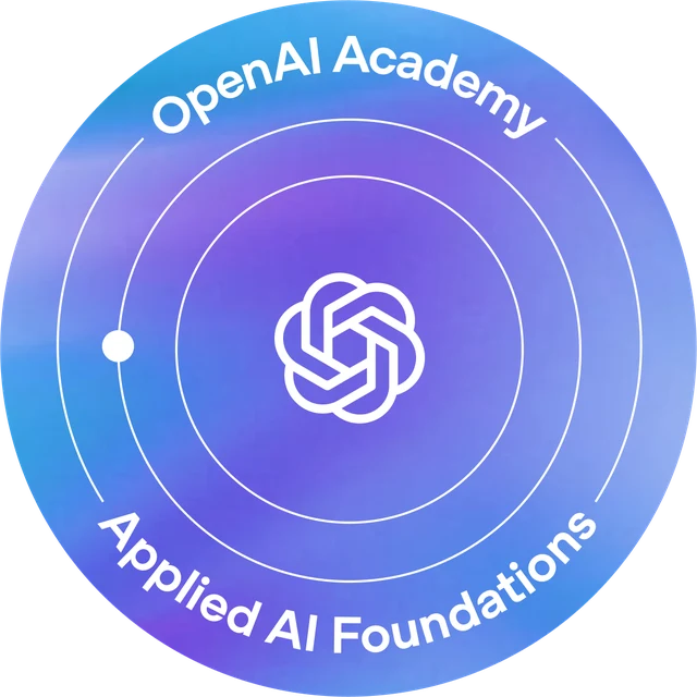 Selo com avaliação da OpenAI Academy: Applied AI Foundations, emitido para Youssef P. Umar em 5 de outubro de 2026